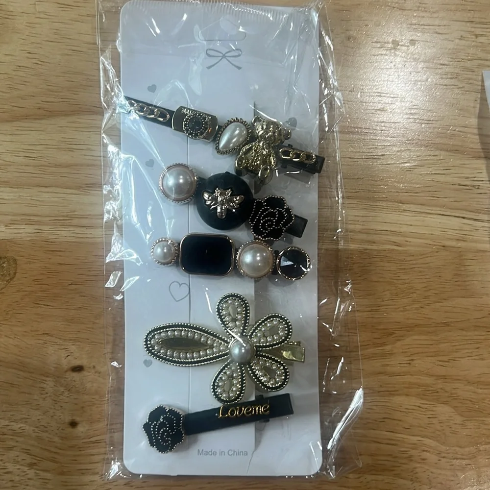 Assorted Hair Accessories with Gold and Green Accents